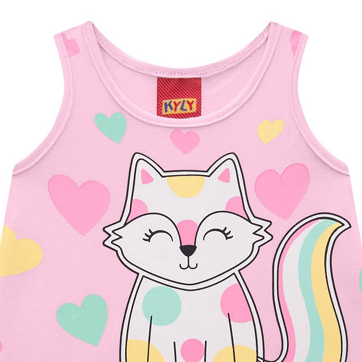 Regata Infantil Menina Gatinha Corações - Kyly