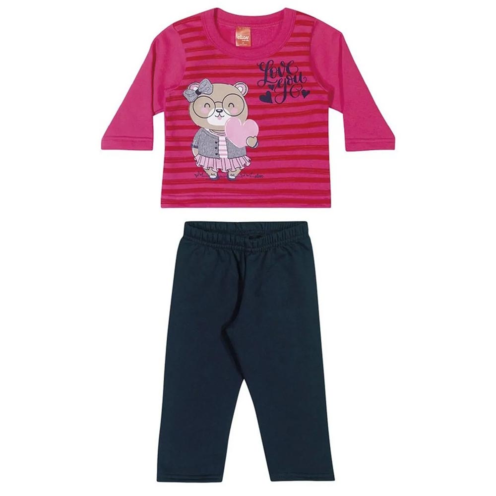 Conjunto Bebê Moletom Peluciado Menina Love You - Elian