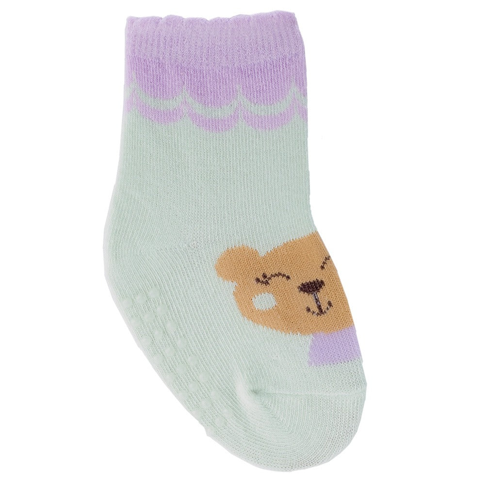 Kit 3 Pares Meia Antiderrapante Menina 16-20 Urso - Pimpolho