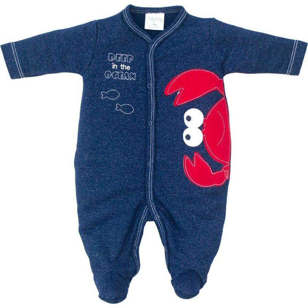 Macacão Longo Masculino Moletinho Caranguejo - Tilly Baby