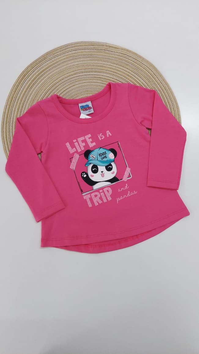Blusa Infantil Menina Panda 100% Cute - Kiko e Kika