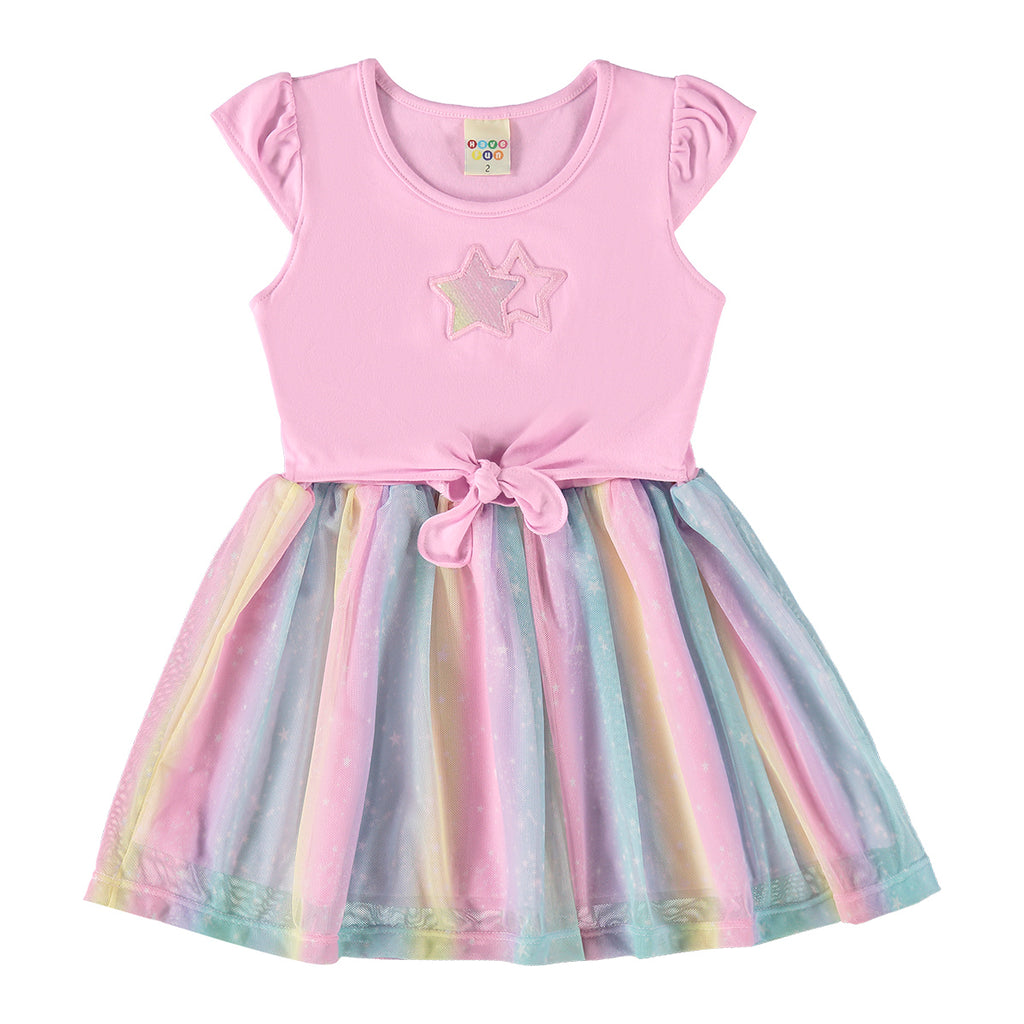 Vestido Infantil Arco-Íris Cotton e Tule - Have Fun