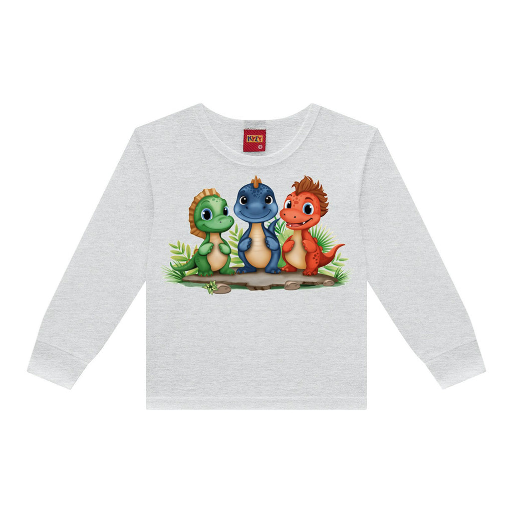 Camiseta Infantil Menino Manga Longa Dinos - Kyly