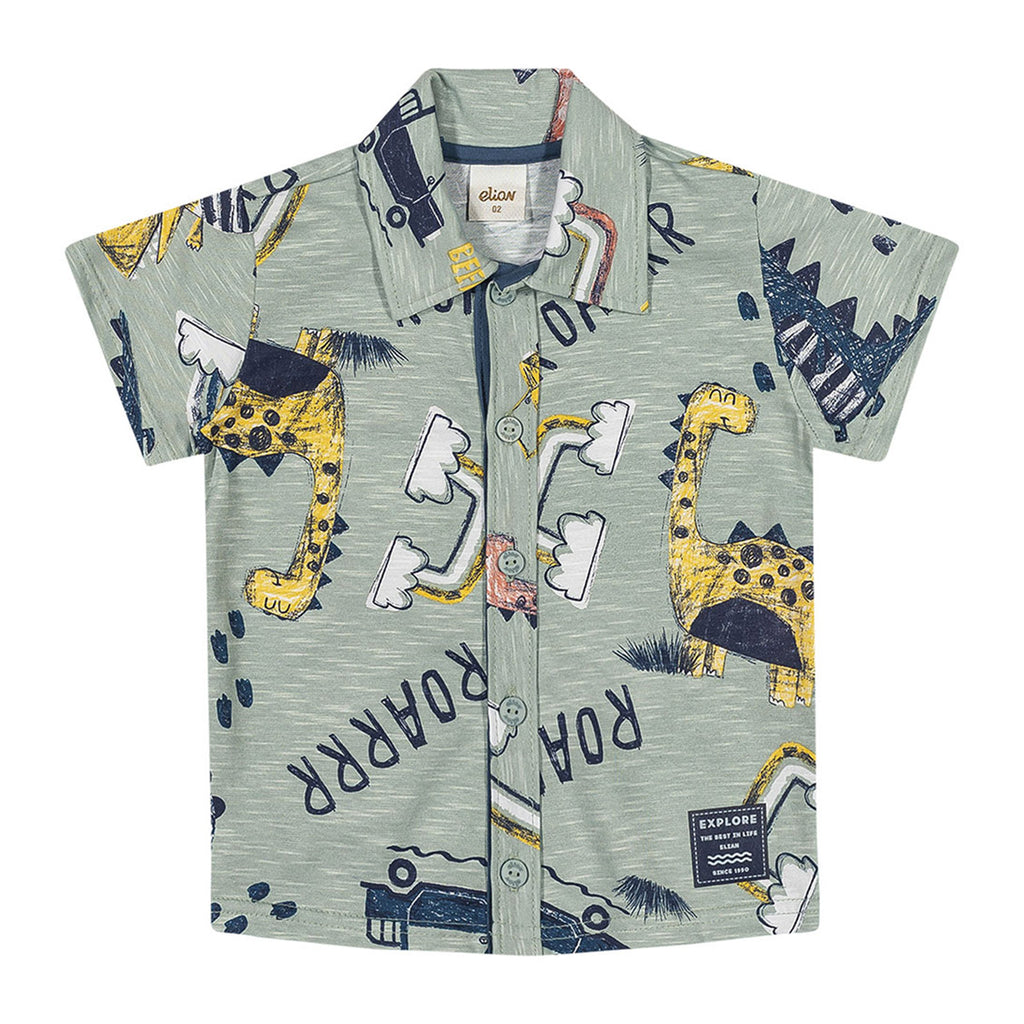Camisa Infantil Menino em Malha Flamê Dinos - Elian