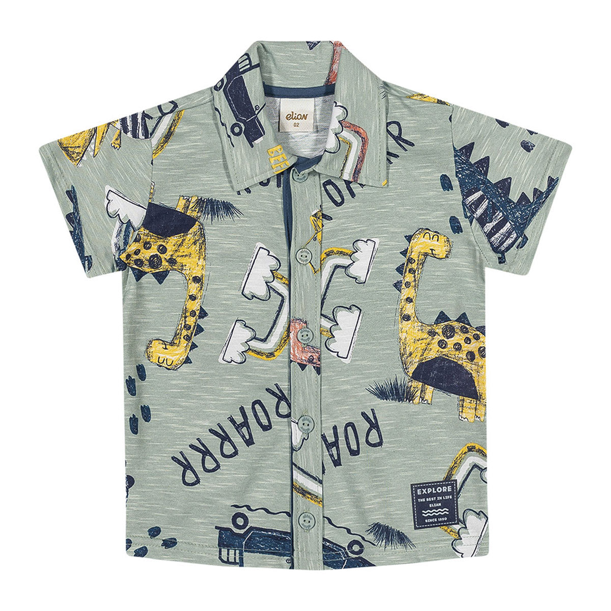 Camisa Infantil Menino em Malha Flamê Dinos - Elian