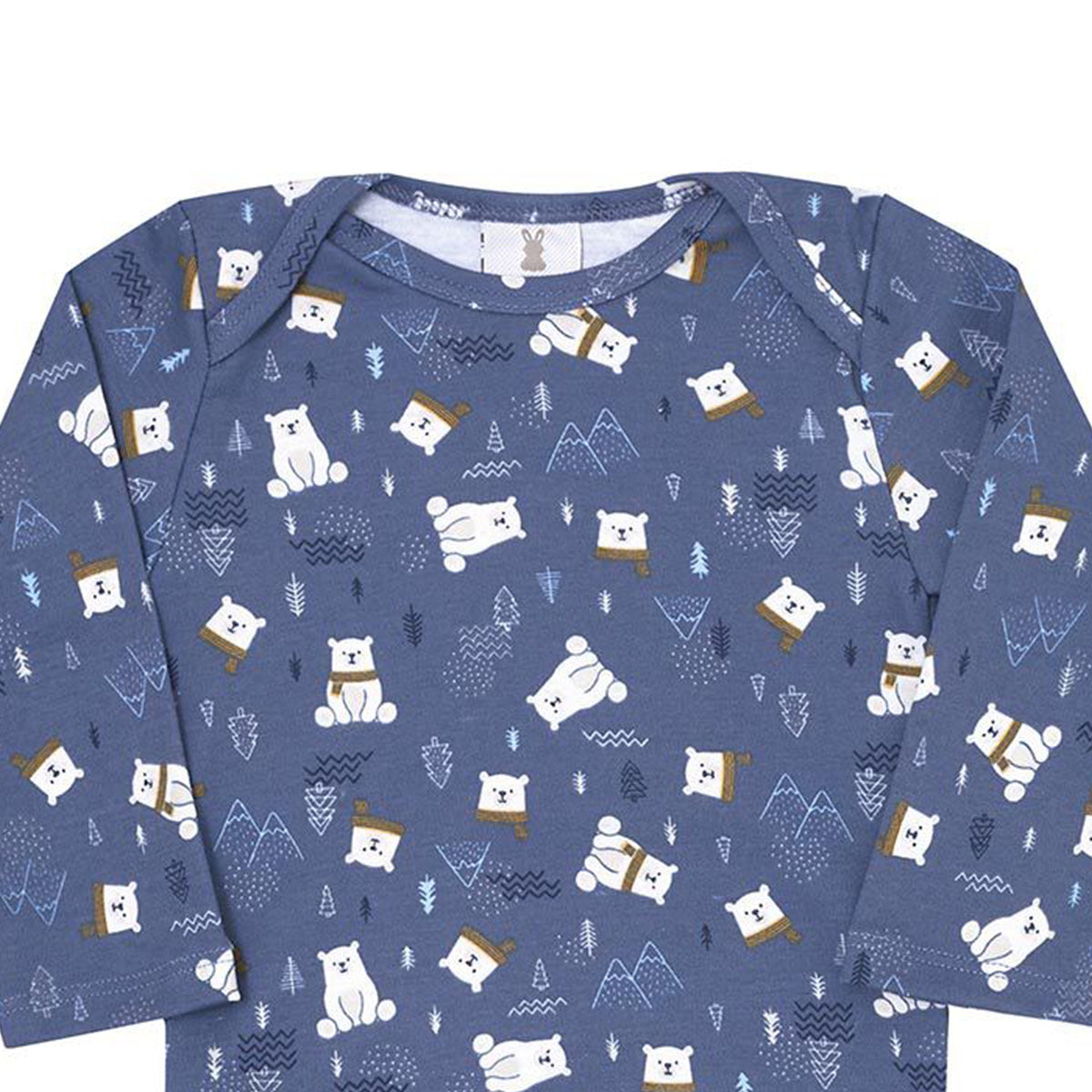 Body Manga Longa Bebê Menino Azul Ursos - Kiko Baby