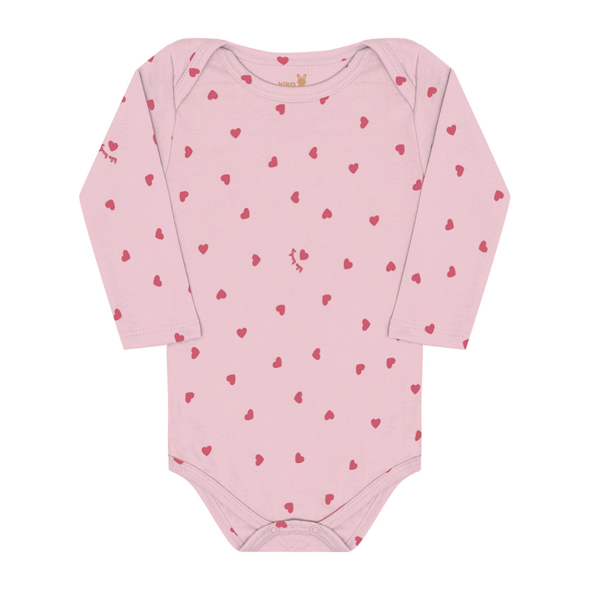 Body Manga Longa Bebê Menina Corações - Kiko Baby