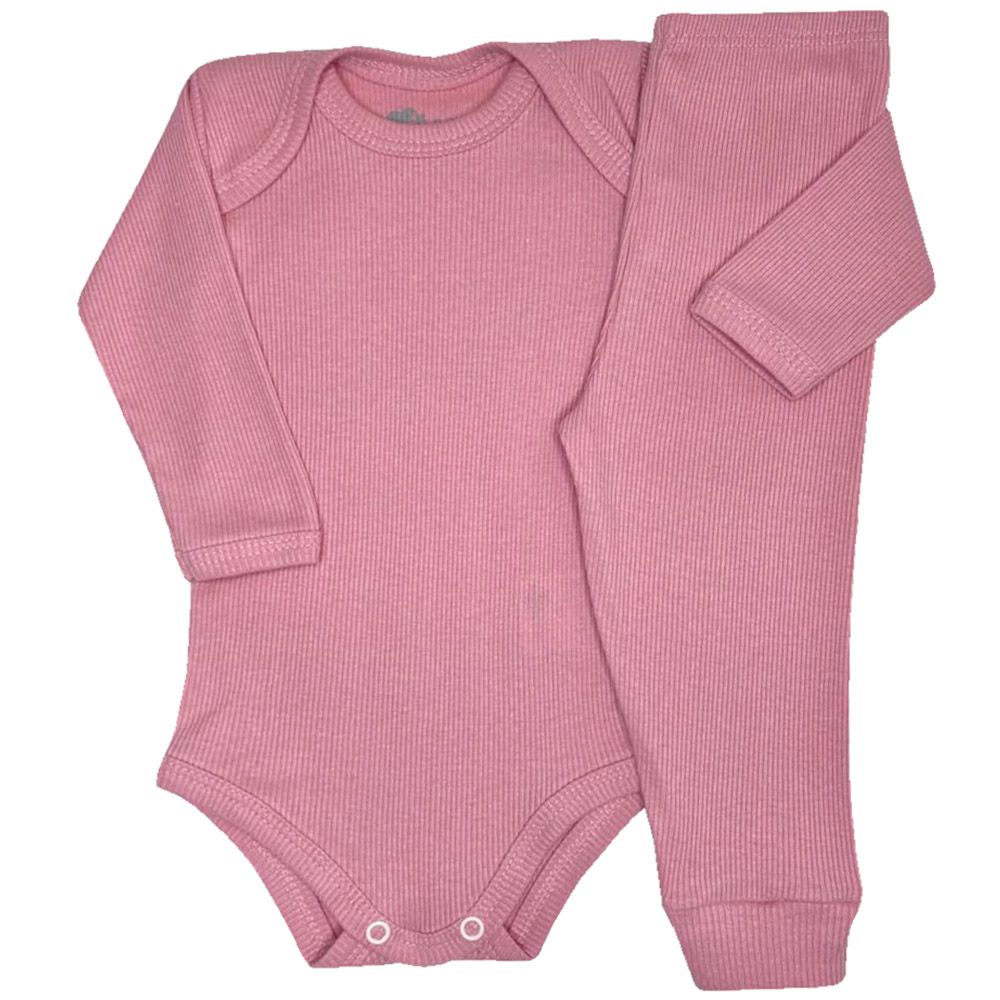 Conjunto Pijama Canelado Bebê Body e Calça - Odicon