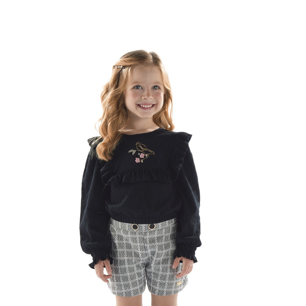 Conjunto Infantil Blusa e Short Tweed - Kiki Xodó