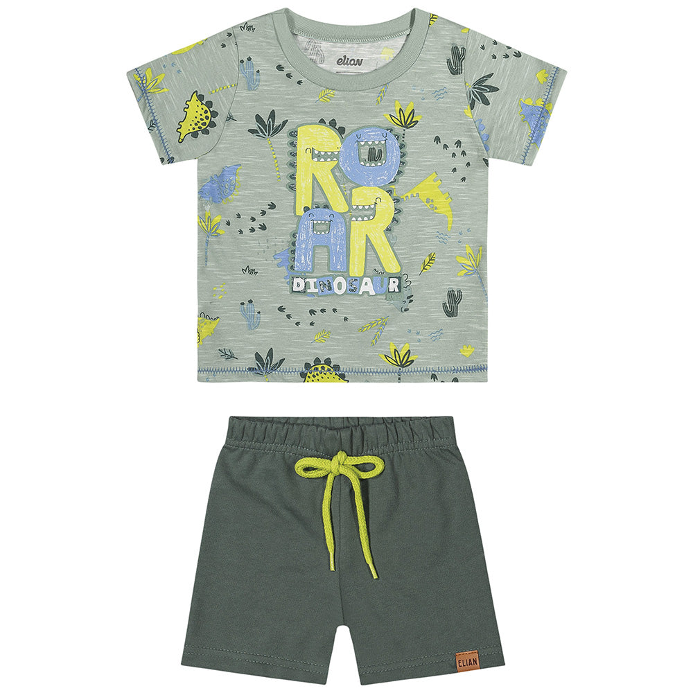 Conjunto Camiseta em Malha Flamê e Bermuda em Moletom - Elian