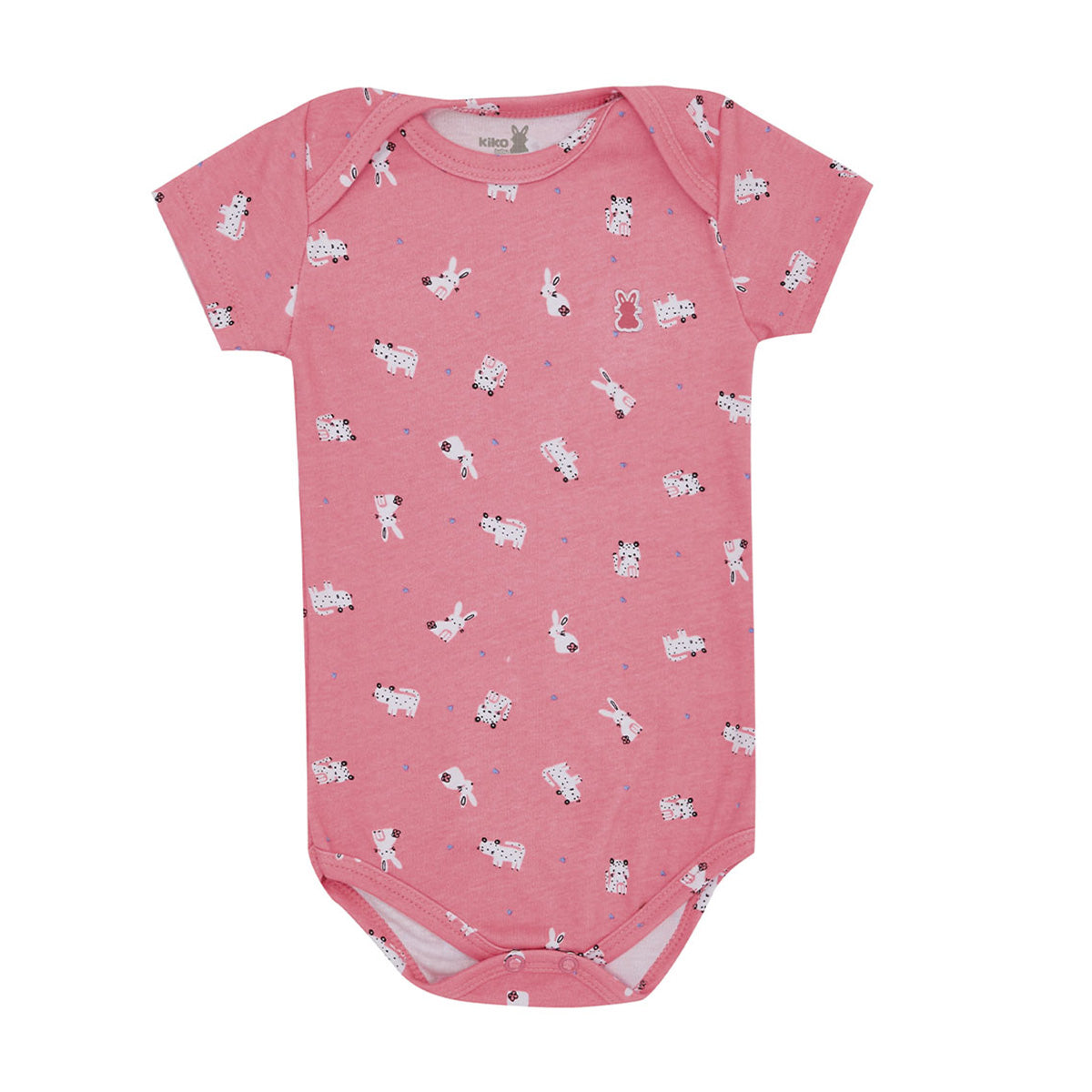 Body Manga Curta Bebê Menina Coelhos - Kiko Baby