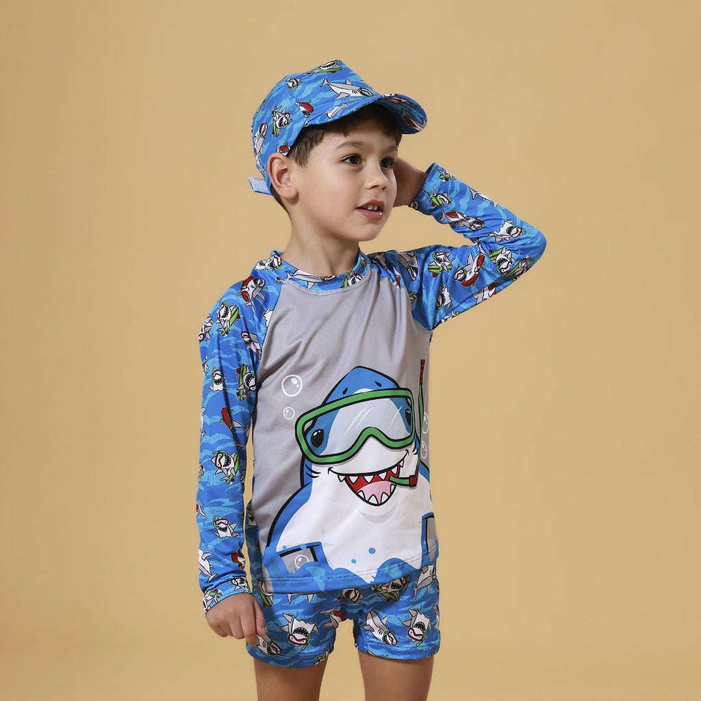 Conjunto Camiseta e Sunga Proteção UV 50+ Tubarão - Everly