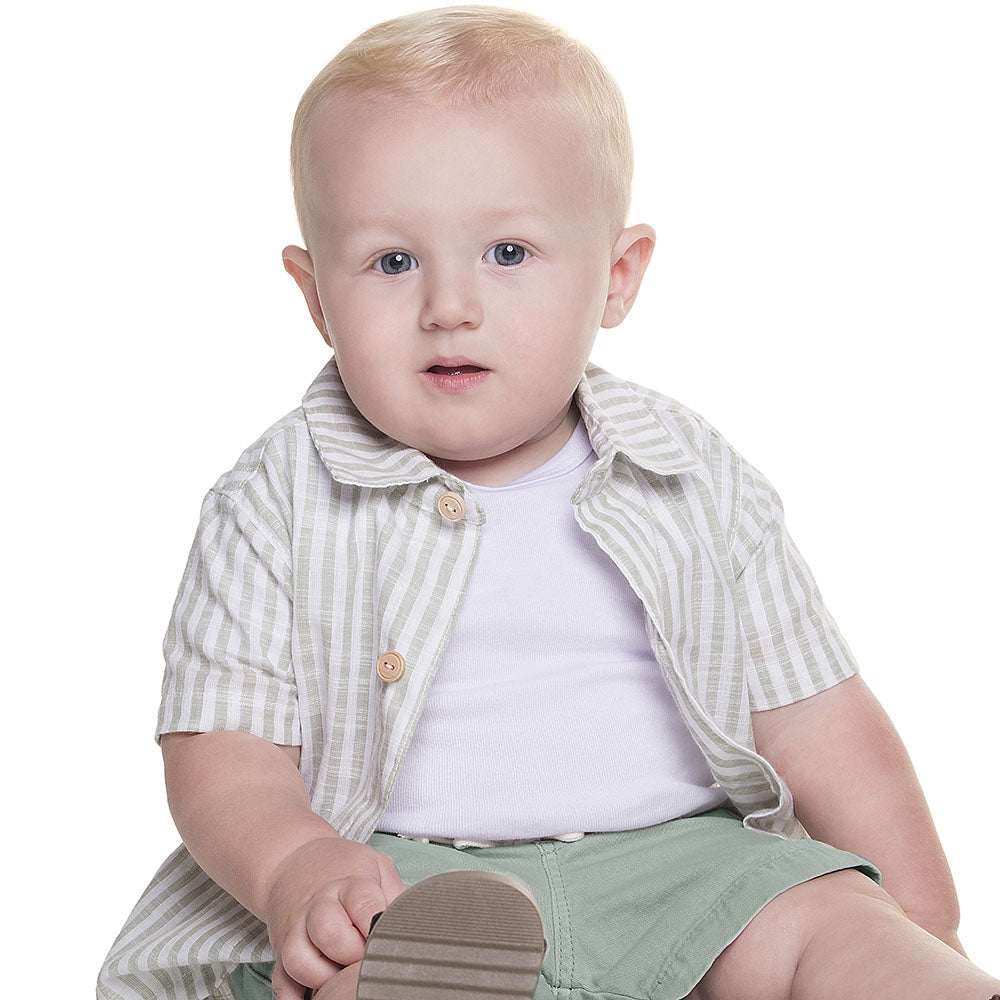 Conjunto Bebê Camisa Listrada e Bermuda Sarja - Have Fun