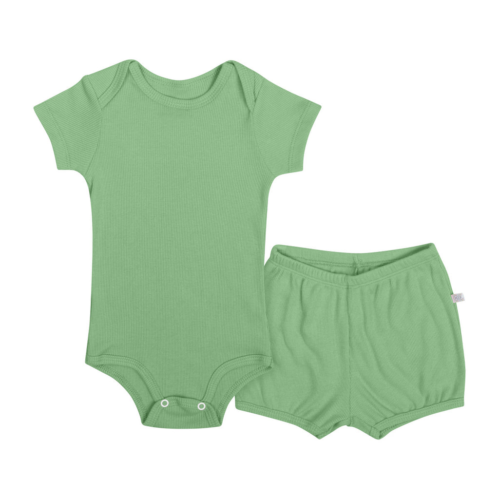 Conjunto Bebê Body e Short Básico Ribana Canelada - Have Fun