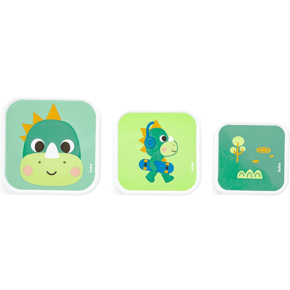 Kit 3 Potinhos Para Bebê Buba Zoo Dino - Buba