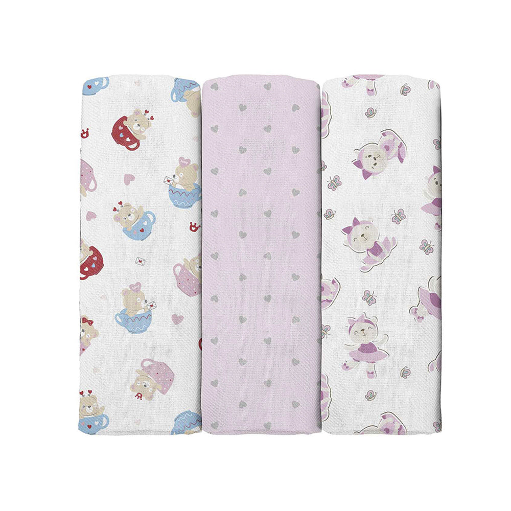 Cueiro Flanelado 3 Unidades 1,00mx80cm Ursa - Bublim