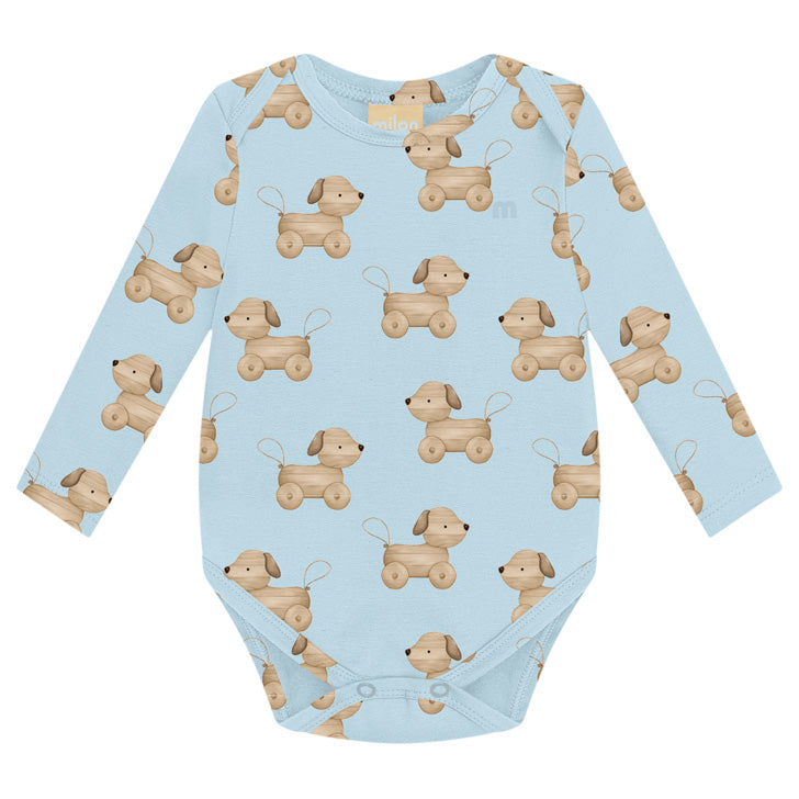 Body Manga Longa Bebê Menino em Cotton Brinquedo Cão - Milon