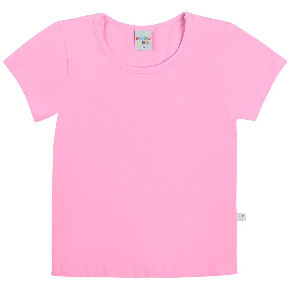 Blusa Infantil Menina Manga Curta Lisa Cotton - Have Fun