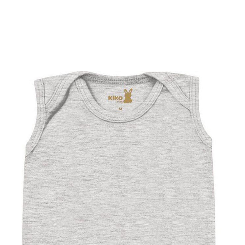 Body Regata Bebê Unissex Suedine Cinza Liso - Kiko Baby
