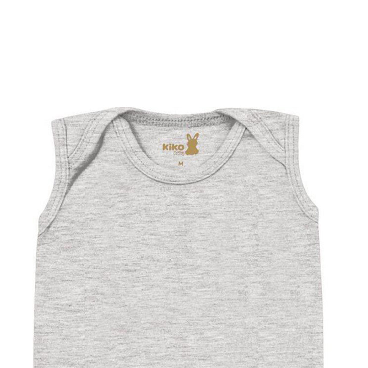 Body Regata Bebê Unissex Suedine Cinza Liso - Kiko Baby