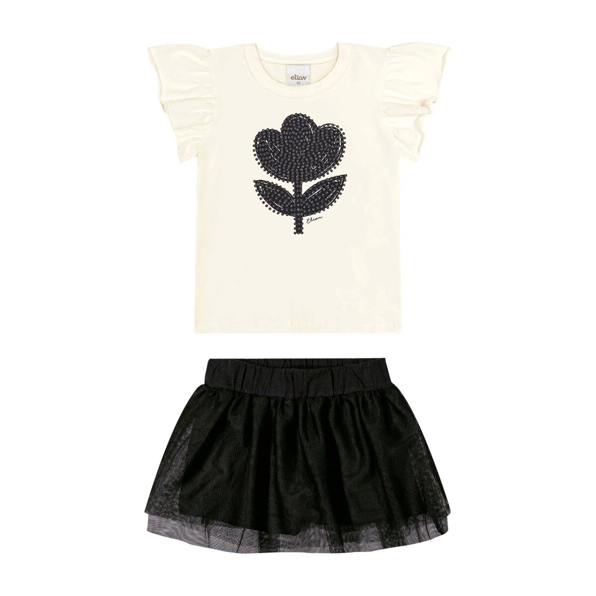 Conjunto Infantil Menina Blusa e Saia Tule - Elian