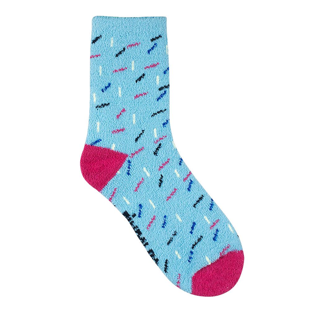 Meia Felpuda Infantil Menina 31-34 Azul Confeti - Pimpolho