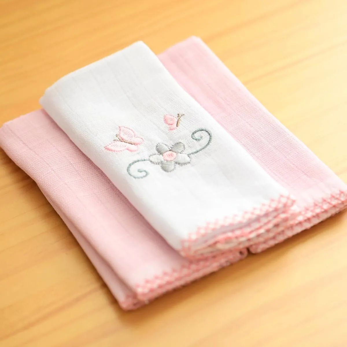 Pano de Boca 3 Unidades Bordado Clássicos Borboleta - Baby Joy