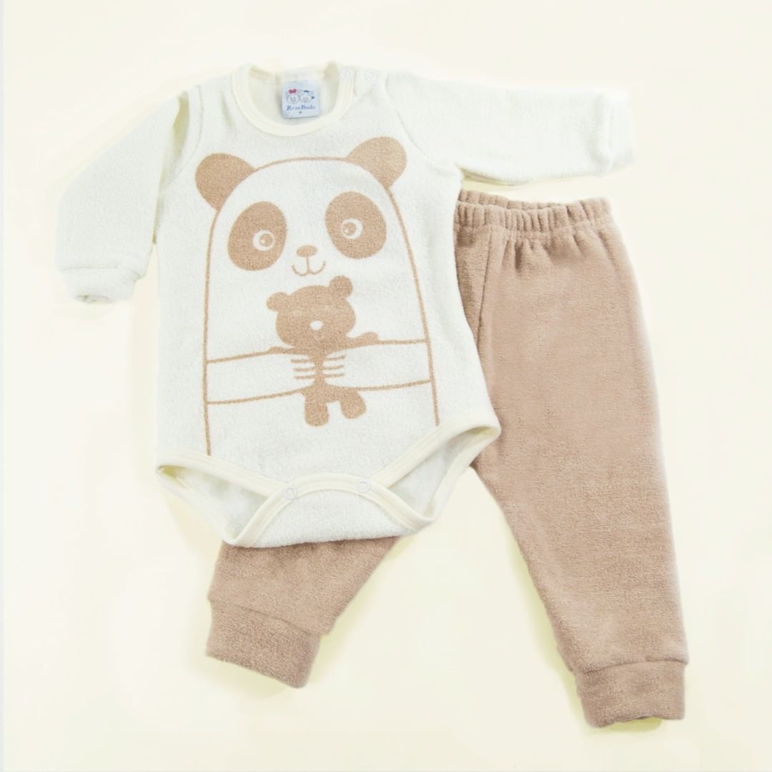 Conjunto Body e Calça em Soft Glacê Urso Amoroso - Rosebud