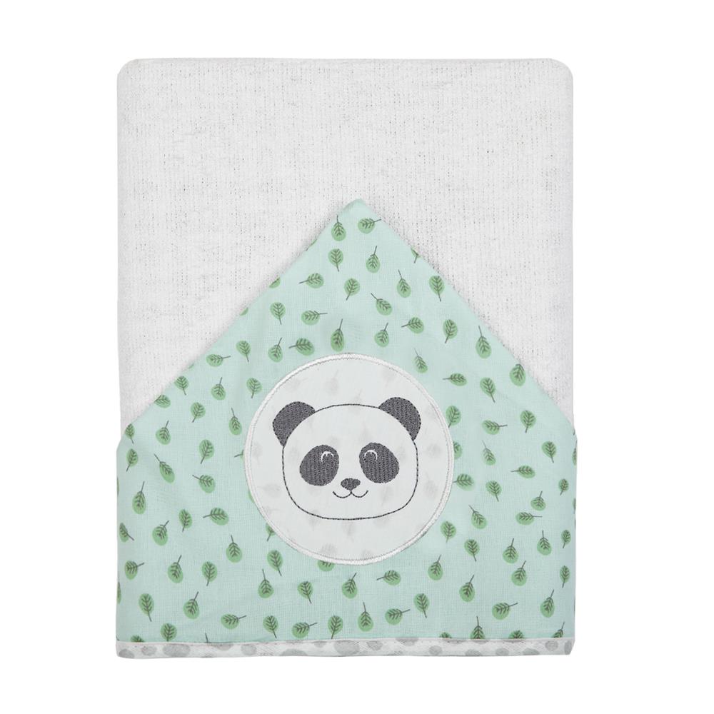 Toalha de Banho Felpuda Forrada Composê C/ Capuz 90CM X 70CM Panda - Papi
