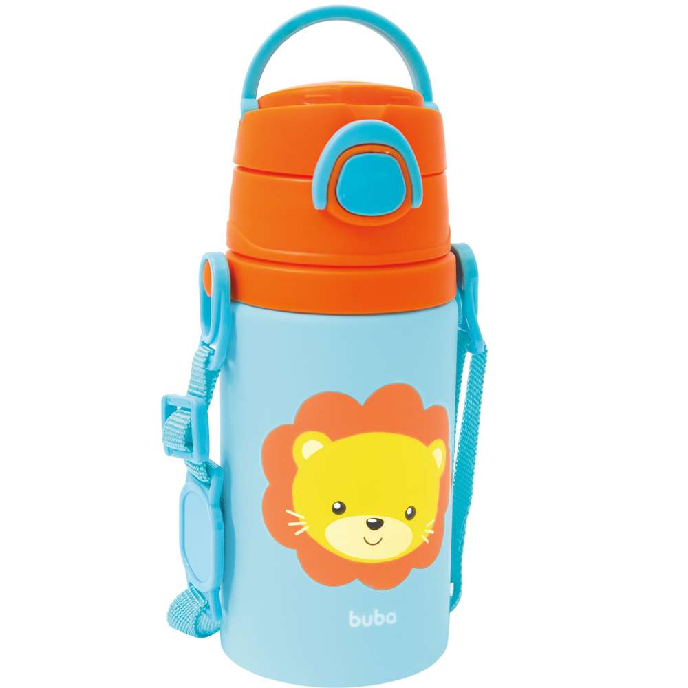 Garrafa de Alumínio Infantil Canudo 400ml Leão - Buba