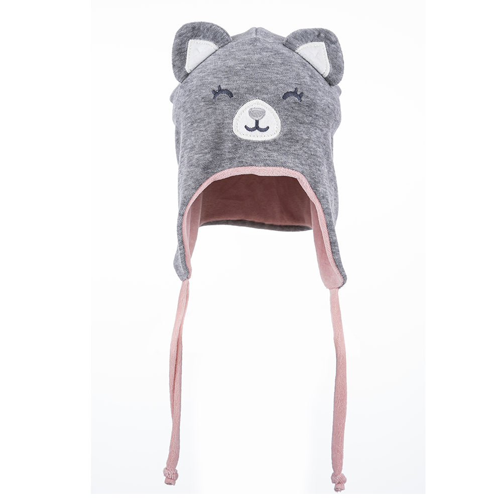 Touca Plush C/ Orelha Gatinha Bebê Cinza - Everly
