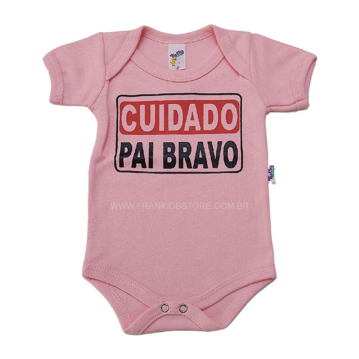 Body Manga Curta Bebê Menina Cuidado Pai Bravo