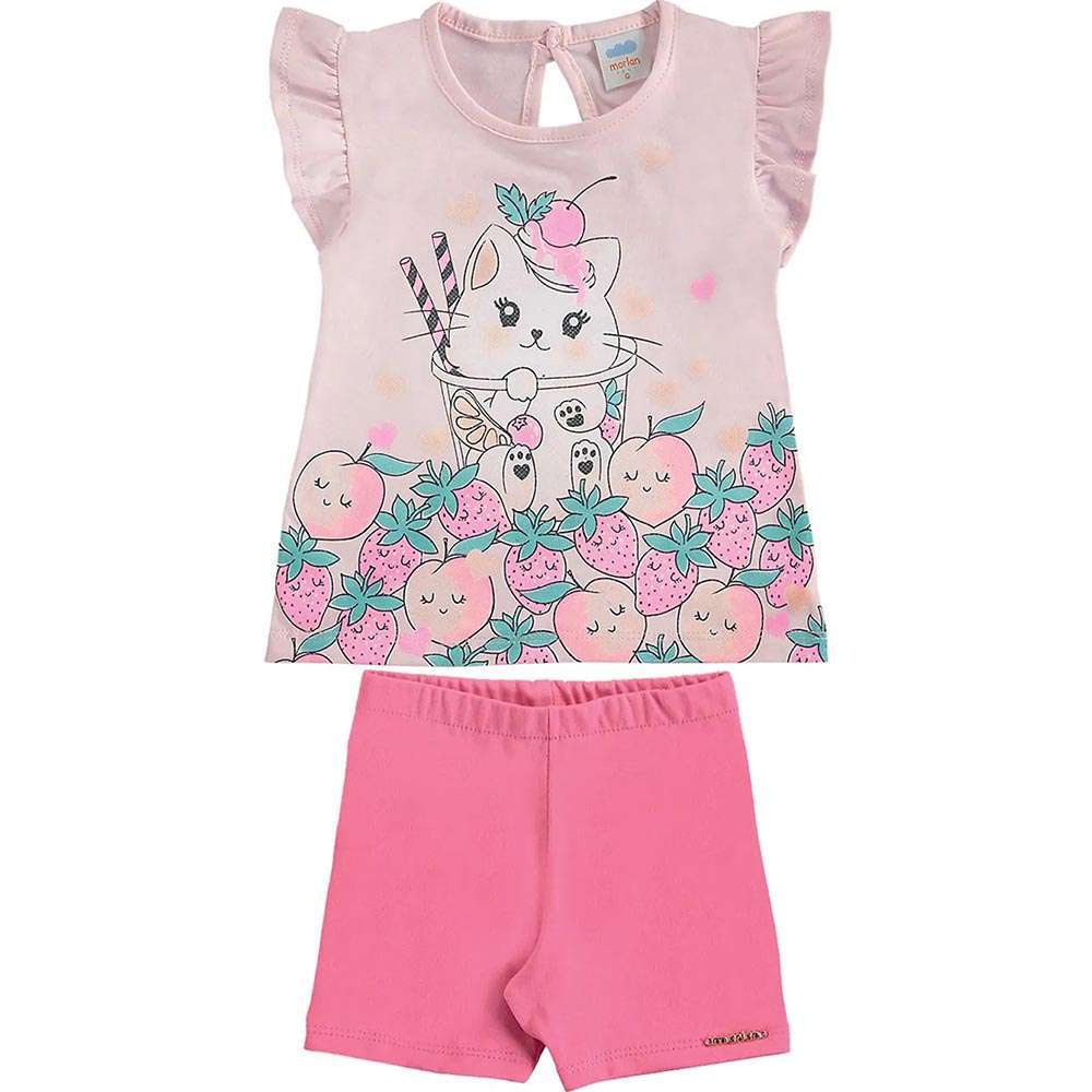 Conjunto Bebê Gatinho Estampado Rosa Soft - Marlan