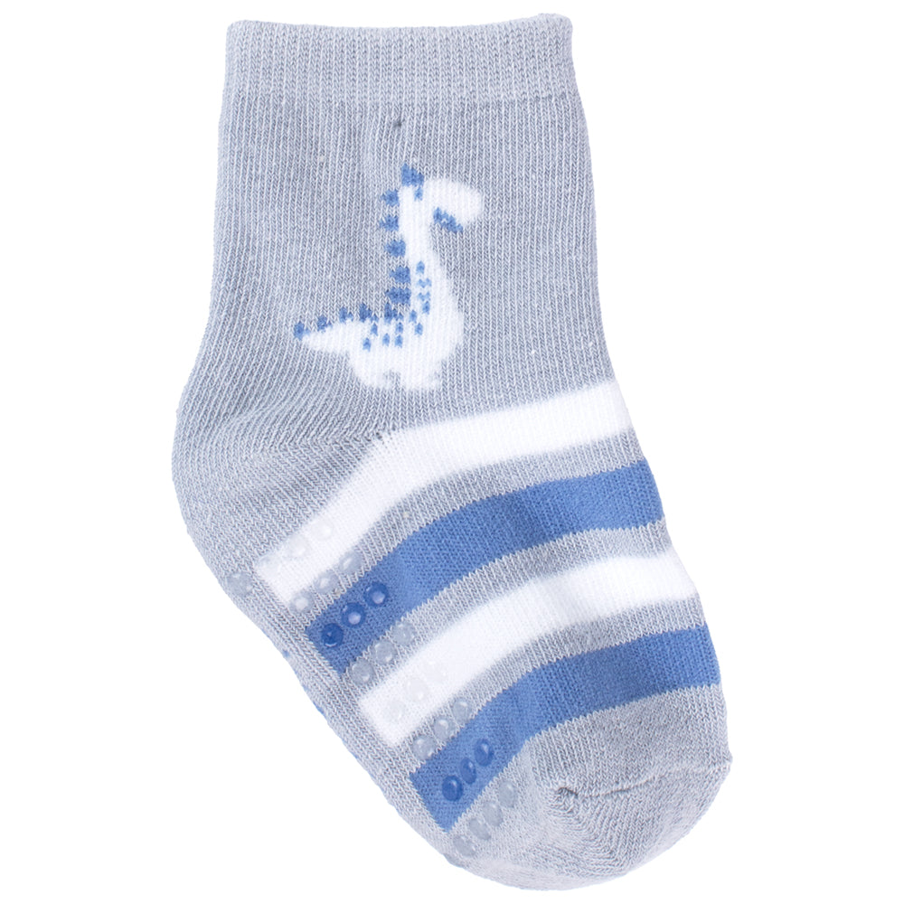 Meia Antiderrapante Bebê Menino 21-25 Cinza Dino - Pimpolho