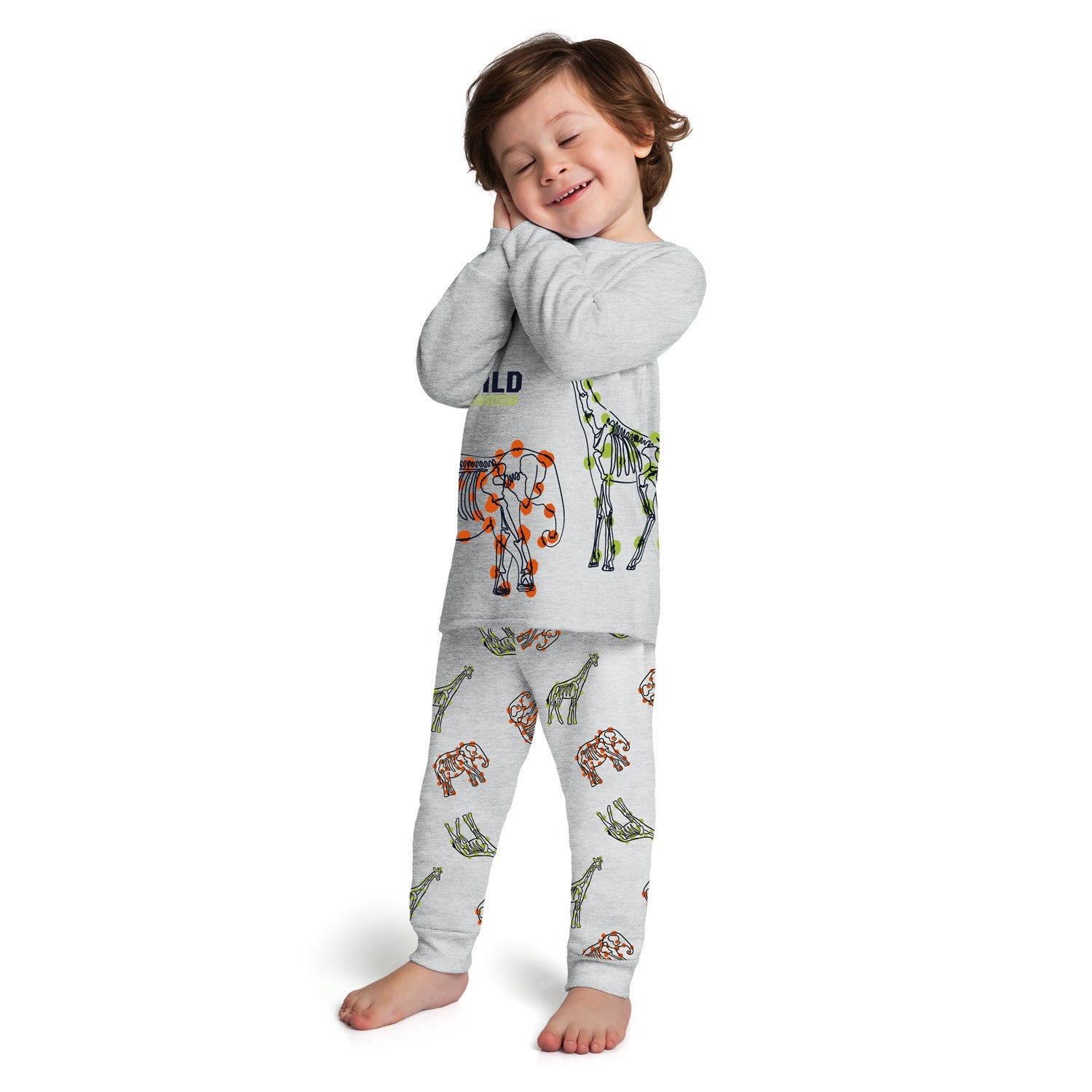 Pijama Infantil Moletom Peluciado Brilha no Escuro Wild - Kyly