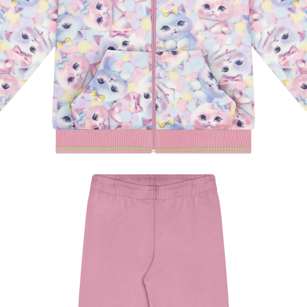 Conjunto Infantil Moletinho Molecotton Gatinhas - Alakazoo