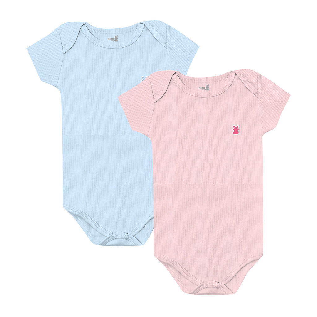 Body Manga Curta Bebê Unissex Suedine Canelado - Kiko Baby