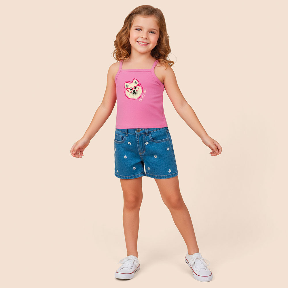 Regata Infantil Menina Alça Média Estampada - Malwee Kids
