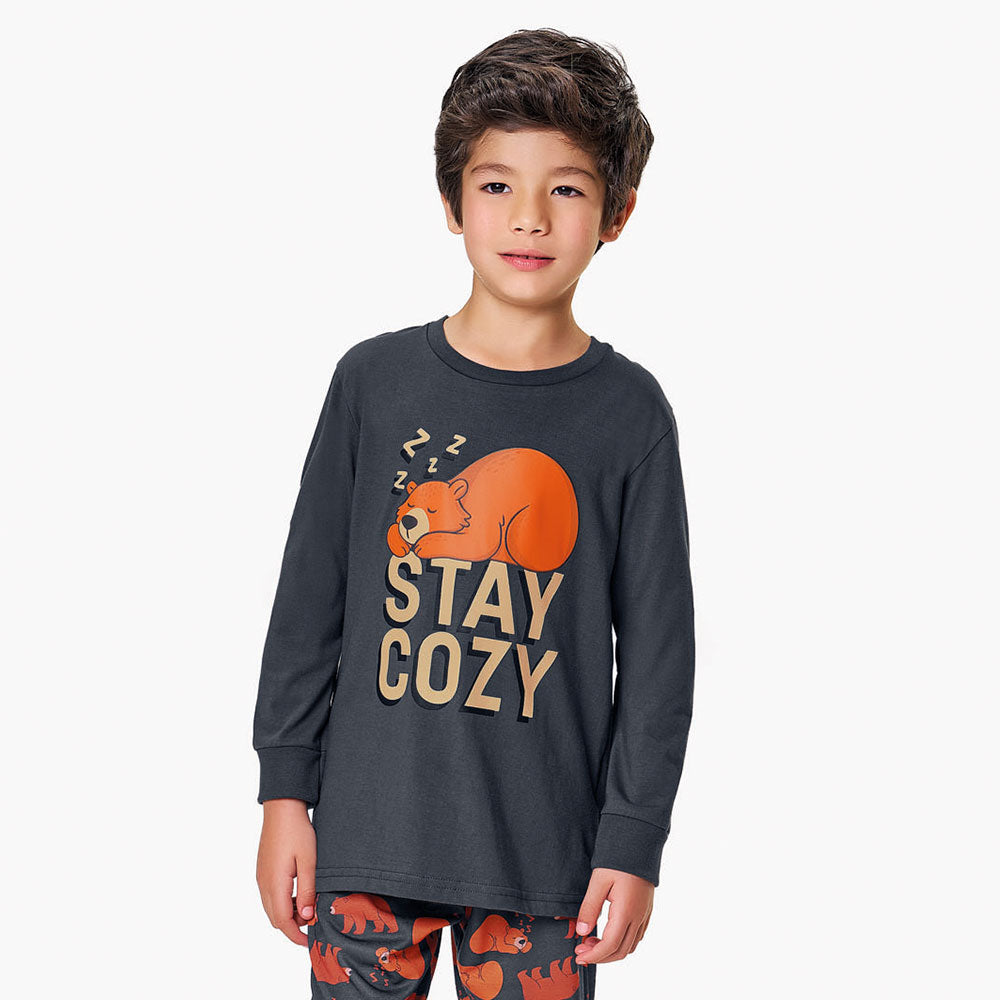 Pijama Infantil Menino Camiseta e Calça Urso - Kiko e Kika