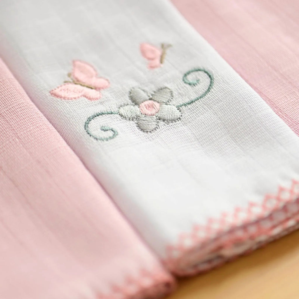 Pano de Boca 3 Unidades Bordado Clássicos Borboleta - Baby Joy