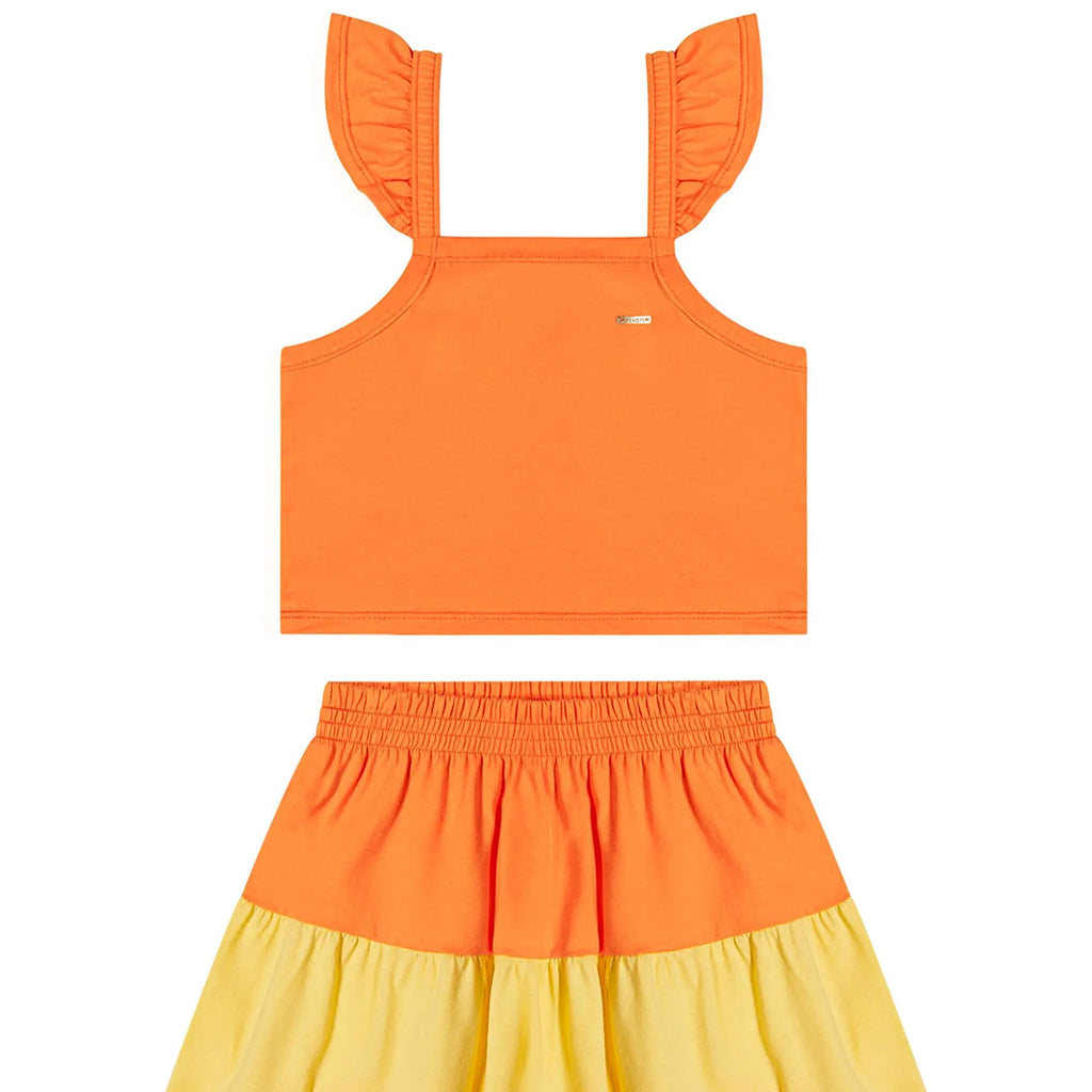 Conjunto Infantil Menina Regata e Saia Colorido - Elian
