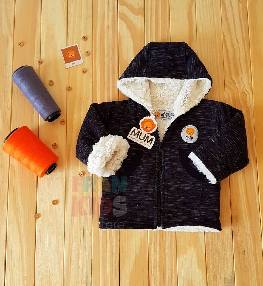 Jaqueta de Inverno Forrada Infantil Quentinha Preta - MUM