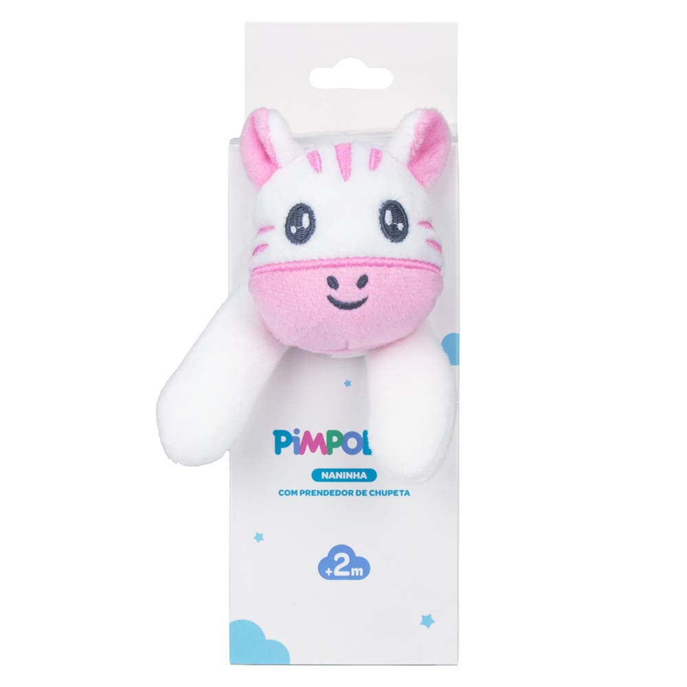 Naninha Bebê C/ Prendedor de Chupeta Soft Branca/Zebra - Pimpolho