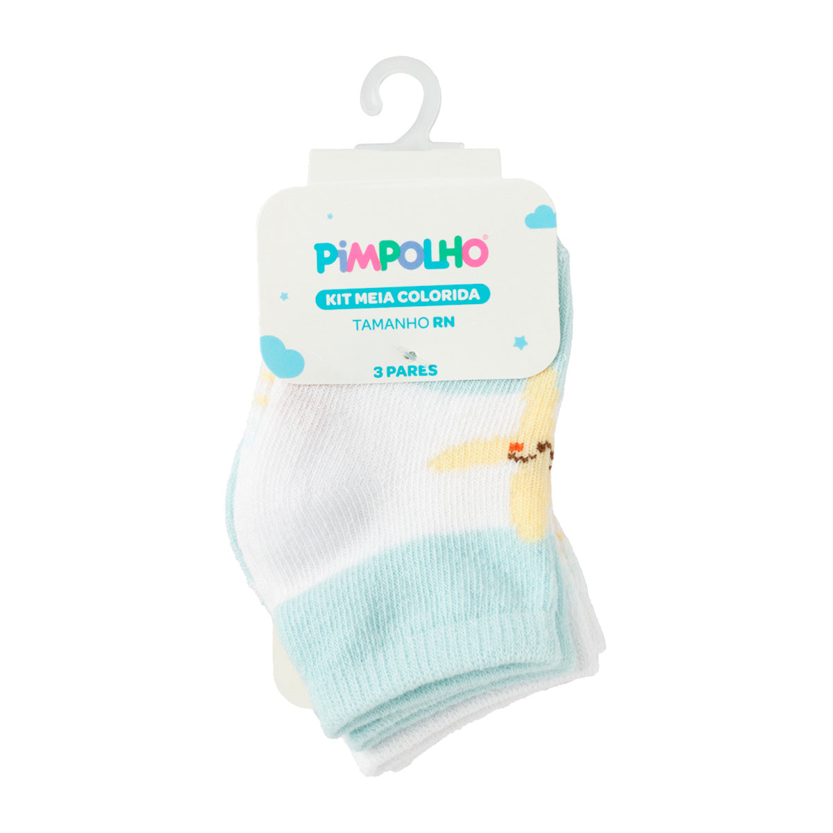 Kit 3 Pares Meia Cano Médio Bebê Menino RN Star - Pimpolho