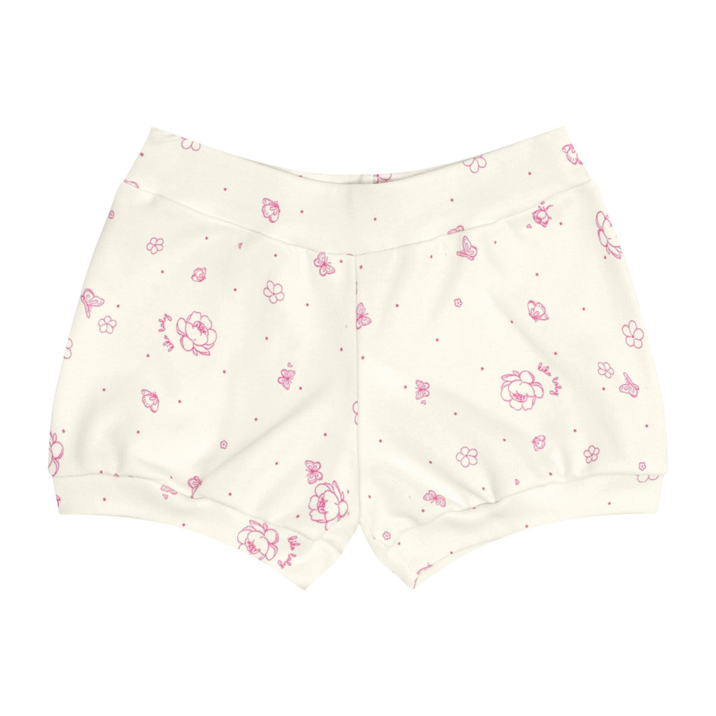 Short Bebê Menina em Suedine Flores Off - Kiko Baby
