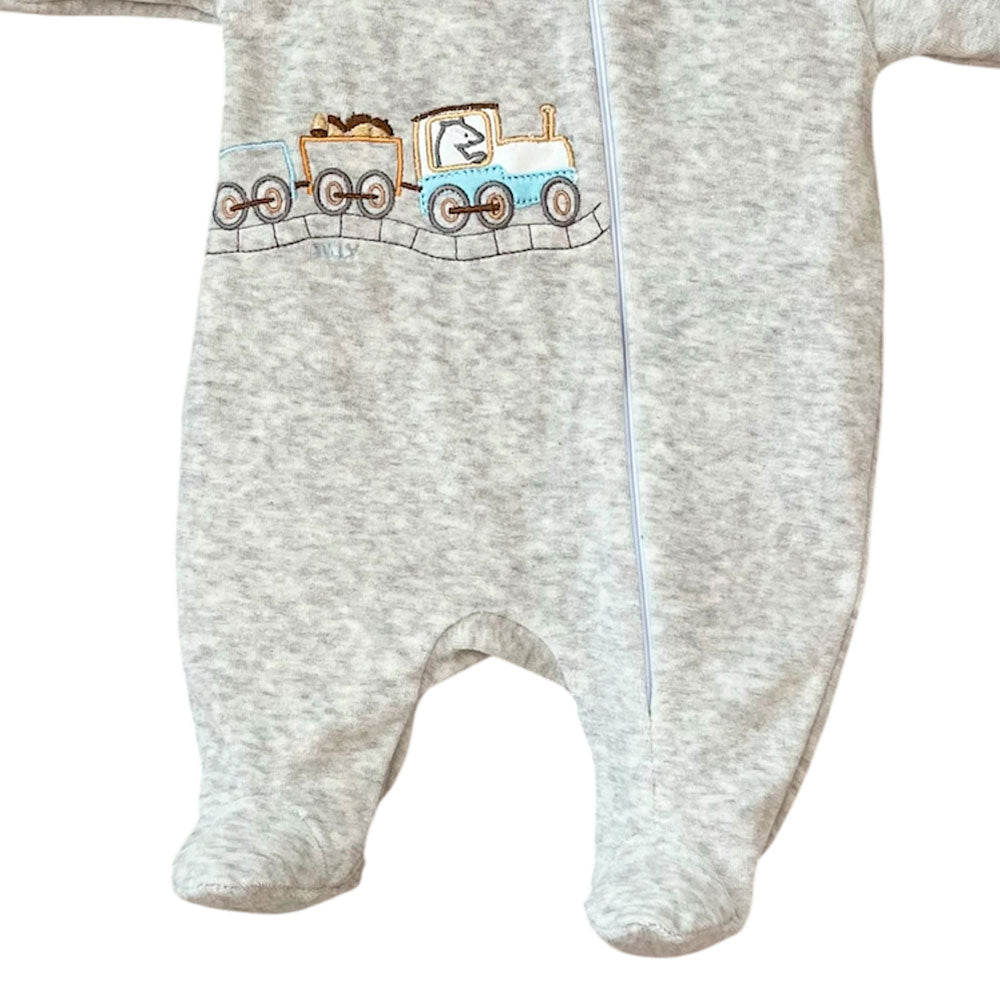 Macacão Plush Bebê Menino Zíper Trenzinho - Tilly Baby