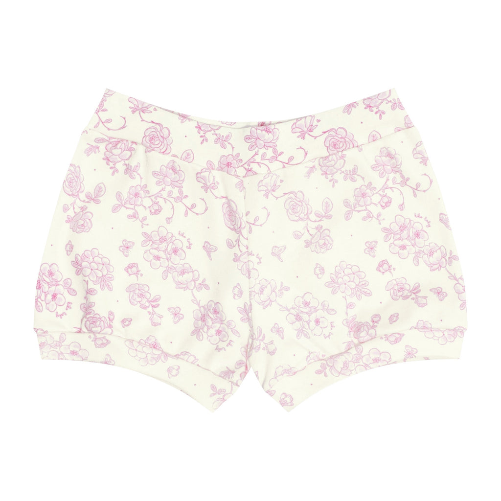 Short Bebê Menina em Suedine Florido Off - Kiko Baby
