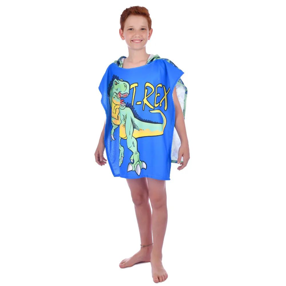 Toalha Poncho Infantil Menino Dinossauro - Everly