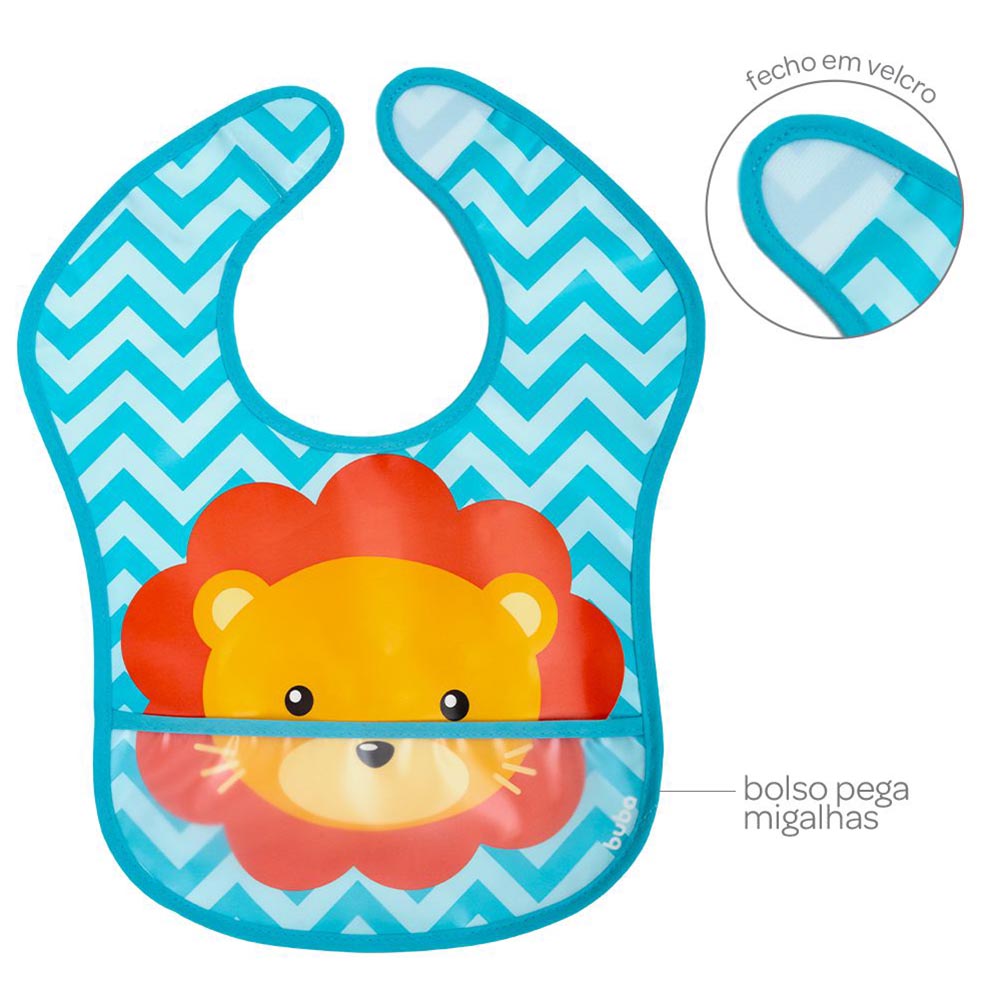 Babador Bebê Impermeável Para Alimentação Leão - Buba