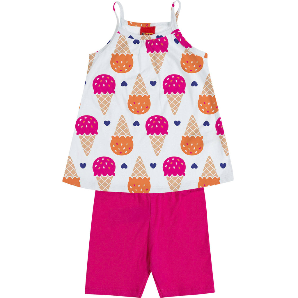Conjunto Infantil Menina Blusa e Short Sorvete - Kyly